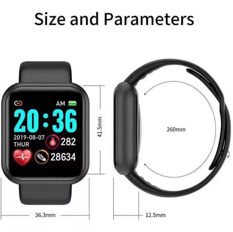 Relogio digital D20 D20 Pro Y68 Smartwatch, Smartwatch Bluetooth, Resistente à Pressão Arterial, Monitor de Oxigênio Sanguíneo