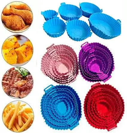 6 kit airfryer fritadeira de ar redonda capas protetoras de silicone e forno fritadeira elétrica praticidade de cozinha