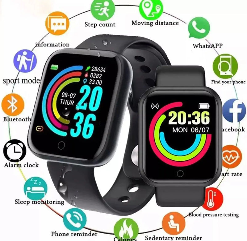 Relogio digital D20 D20 Pro Y68 Smartwatch, Smartwatch Bluetooth, Resistente à Pressão Arterial, Monitor de Oxigênio Sanguíneo