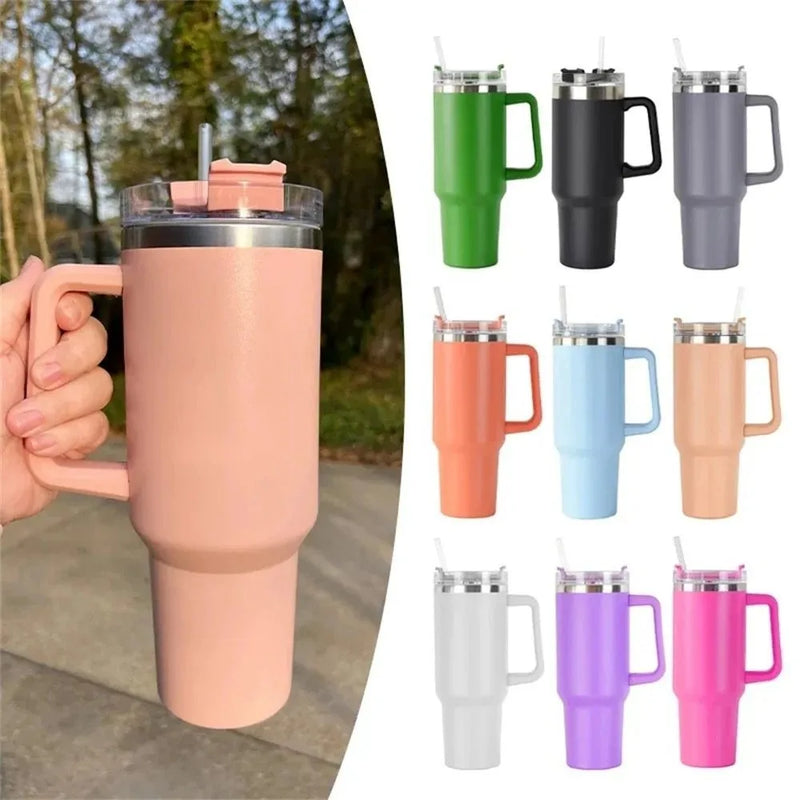 Copo Caneca Térmica Squeeze Com Canudo e Alça 1.2L À Prova de Vazamento - Thermal Cup [ GRÁTIS FRETE]