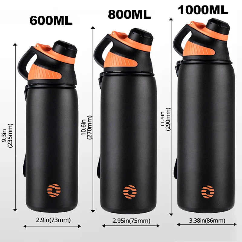 FEIJIAN Thermos com tampa magnética para esportes ao ar livre, garrafa de água de aço inoxidável, mantém o frio, garrafa térmica isolada a vácuo, 1000ml