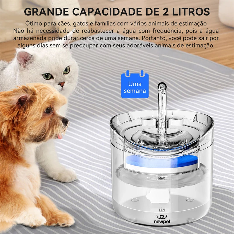 Newpet Fonte de água para gatos com bebedouro automático para animais de estimação para gatos e cães Dispensador de água Fonte de água automática