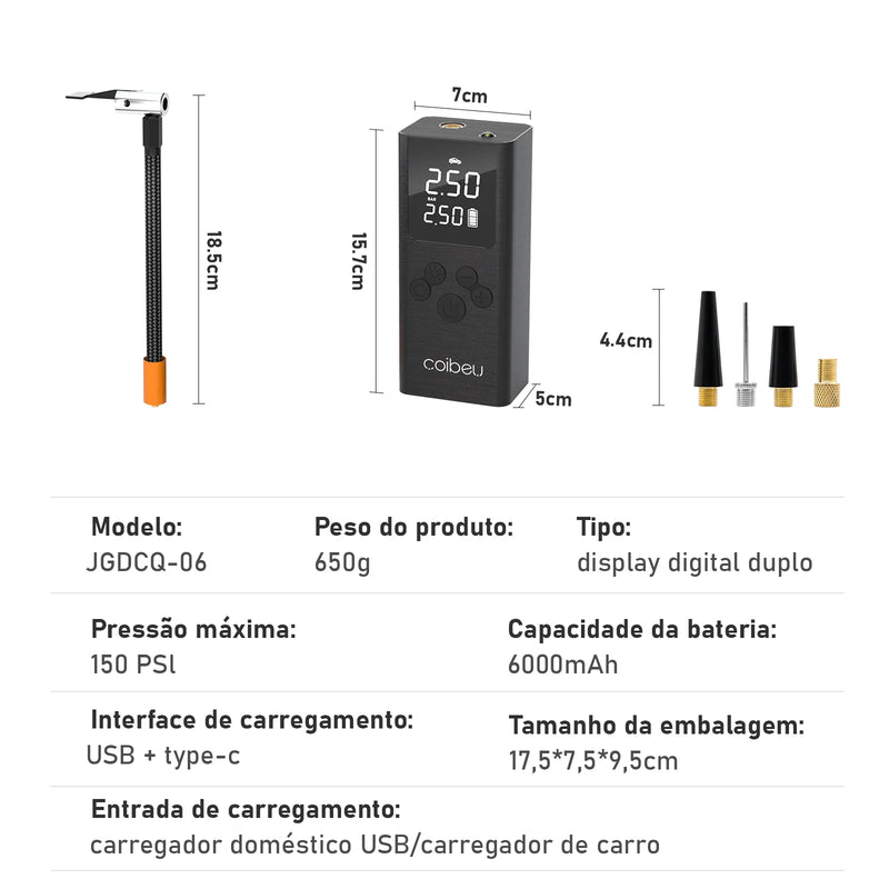 Compressor de ar portátil, Mini compressor de ar portátil, Compressor de ar, Bomba de enchimento de pneu de carro, Bomba de ar portátil