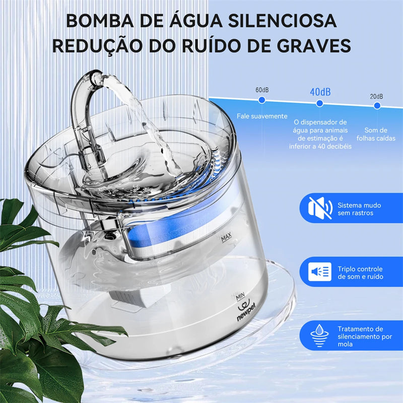 Newpet Fonte de água para gatos com bebedouro automático para animais de estimação para gatos e cães Dispensador de água Fonte de água automática