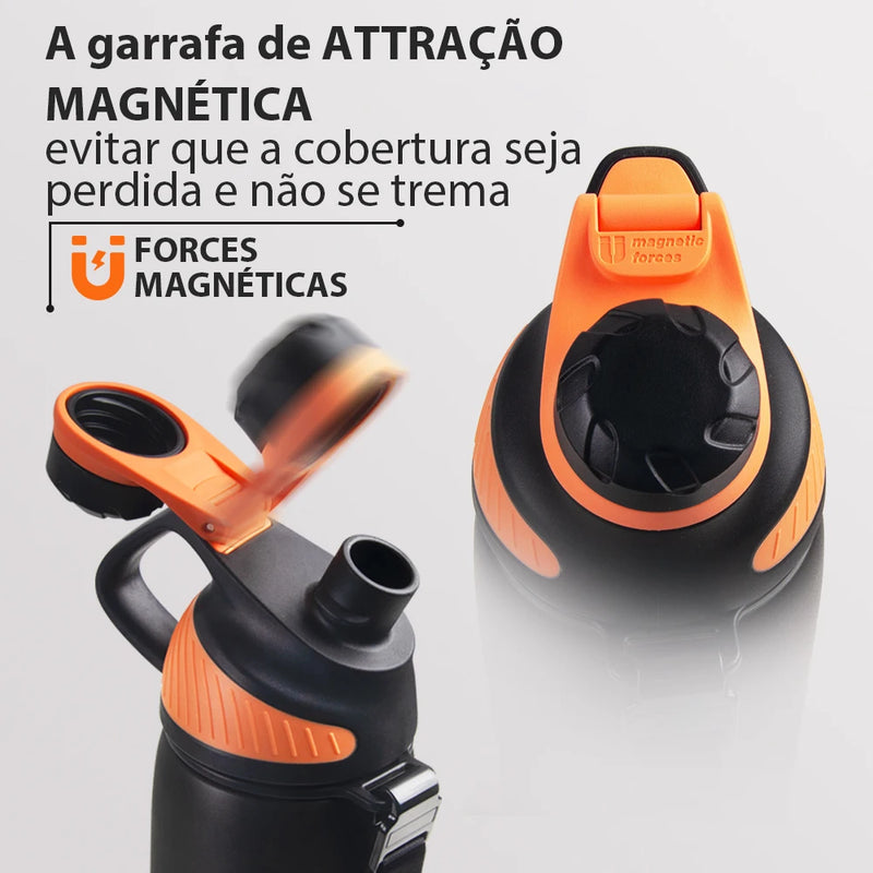 FEIJIAN Thermos com tampa magnética para esportes ao ar livre, garrafa de água de aço inoxidável, mantém o frio, garrafa térmica isolada a vácuo, 1000ml