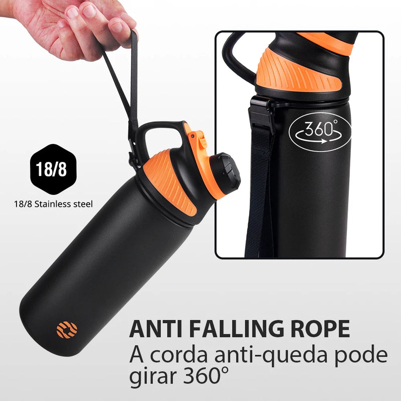 FEIJIAN Thermos com tampa magnética para esportes ao ar livre, garrafa de água de aço inoxidável, mantém o frio, garrafa térmica isolada a vácuo, 1000ml