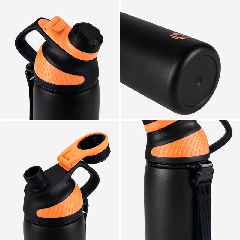 FEIJIAN Thermos com tampa magnética para esportes ao ar livre, garrafa de água de aço inoxidável, mantém o frio, garrafa térmica isolada a vácuo, 1000ml