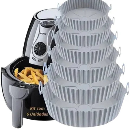 6 kit airfryer fritadeira de ar redonda capas protetoras de silicone e forno fritadeira elétrica praticidade de cozinha